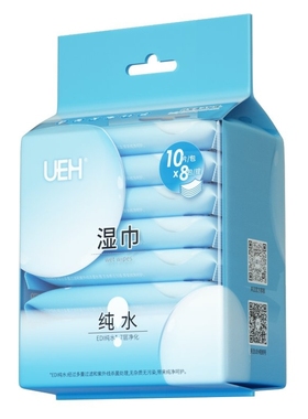 UEH湿巾(纯水)10片/包*8包日常清洁护理