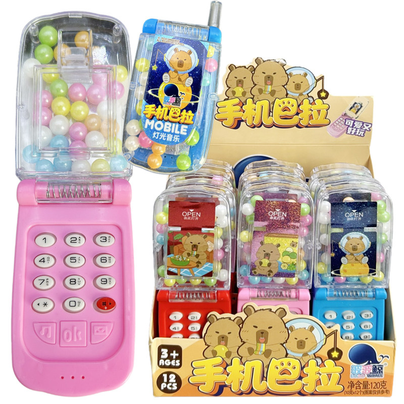 儿童趣味折叠翻盖灯光音乐手机糖果玩具卡通手持电话模型礼物批发