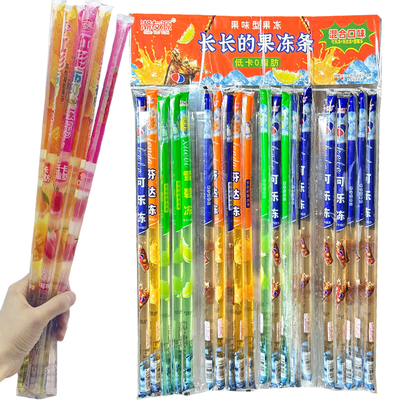 网红低卡0脂肪 好吃又好玩长长的果冻条奖励小孩趣味零食超市零售
