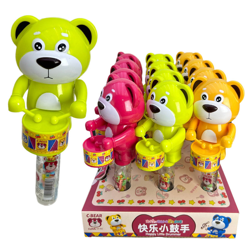 儿童益智装糖果玩具上发链发条上旋樱桃小熊打鼓哄宝宝小礼物批发图片