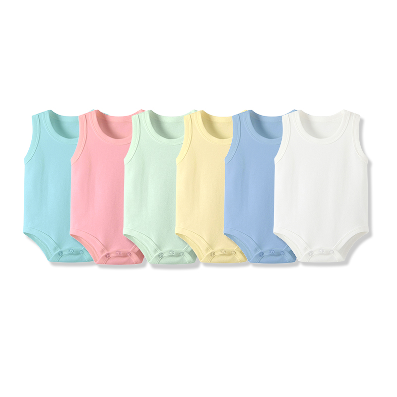 春夏季A类纯棉无袖连体衣圆领背心男女三角哈衣打底衫婴儿包屁衣