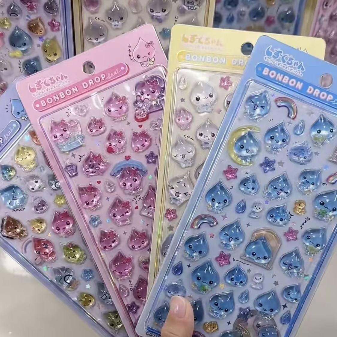 古早小水滴浮雕立体水晶贴纸可爱闪粉雨滴君水晶滴胶DIY装饰贴纸,文具电教/文化用品/商务用品,贴纸/立体贴纸,淘宝优惠券,粉丝福利购,淘宝优惠卷