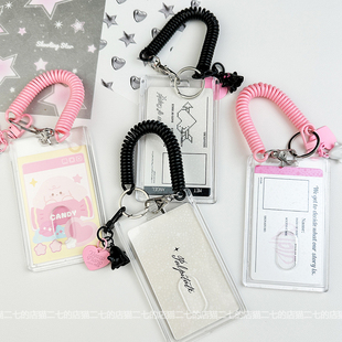 原创新款透明亚克力拍立得相框挂件幽灵爱心粉黑咕卡卡套照片收纳