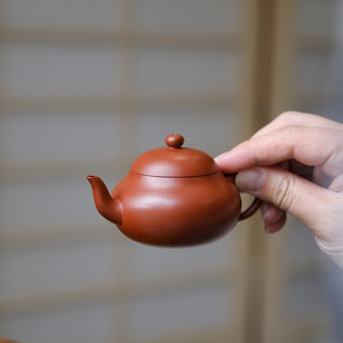 孟臣小品小容量泡茶功夫茶具 小谦山房矮梨紫砂壶原矿优质朱泥中式