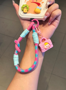 高级撞色手机挂绳手腕编织多妹吊