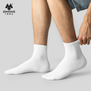 子墨短筒袜子男士 白色黑纯棉纱线防臭港风日系运动潮流 中筒夏季