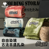 子墨袜子男款 原创刺绣复古冬加厚扎染中筒学生青少年长袜潮流ins