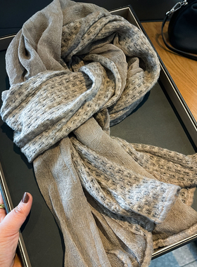 清冷感文艺针织拼接棉麻薄款围巾女春夏西北沙漠旅游包头防晒披肩