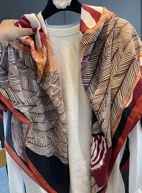 马年款飞马野性与柔美大方巾女春夏新款卷边防晒护颈披肩两用围巾