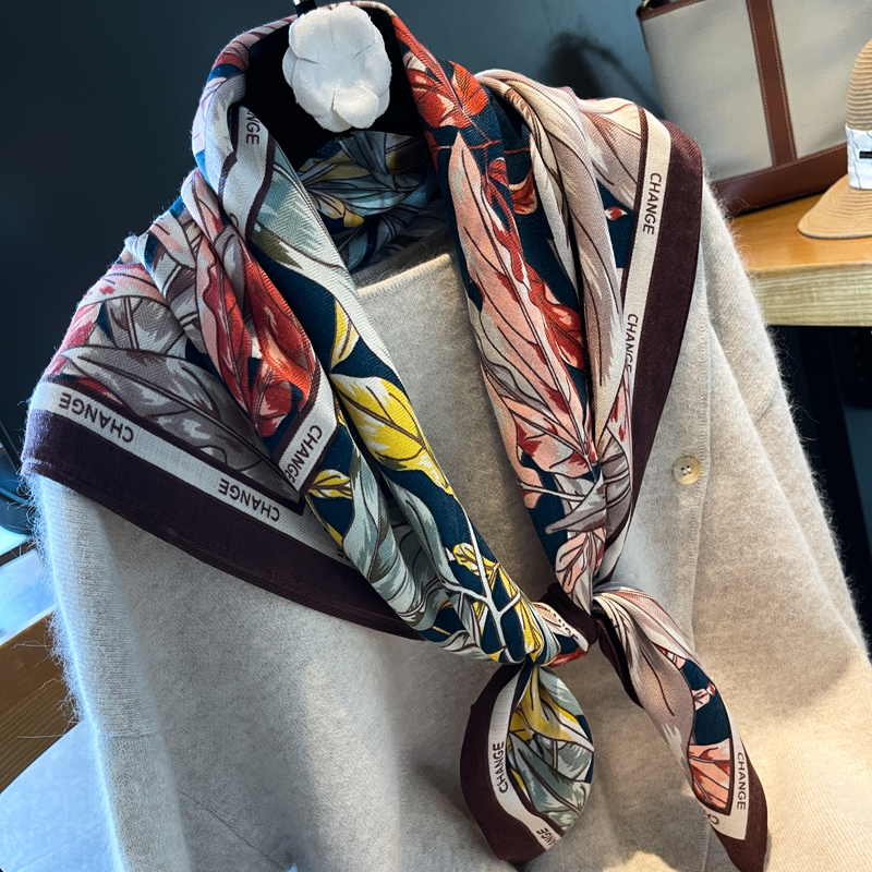 春夏人字纹韩版仿丝毛围巾丝巾女