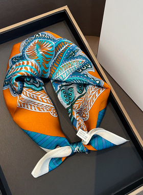 杭州丝绸春夏百搭复古拼色异域风情围巾桑蚕丝真丝丝巾领巾小方巾