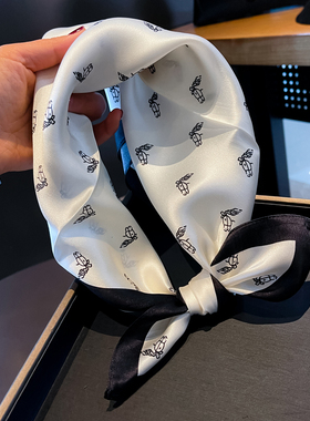 小方巾女春季百搭经典小马薄款真丝丝巾桑蚕丝装饰围巾网红小领巾