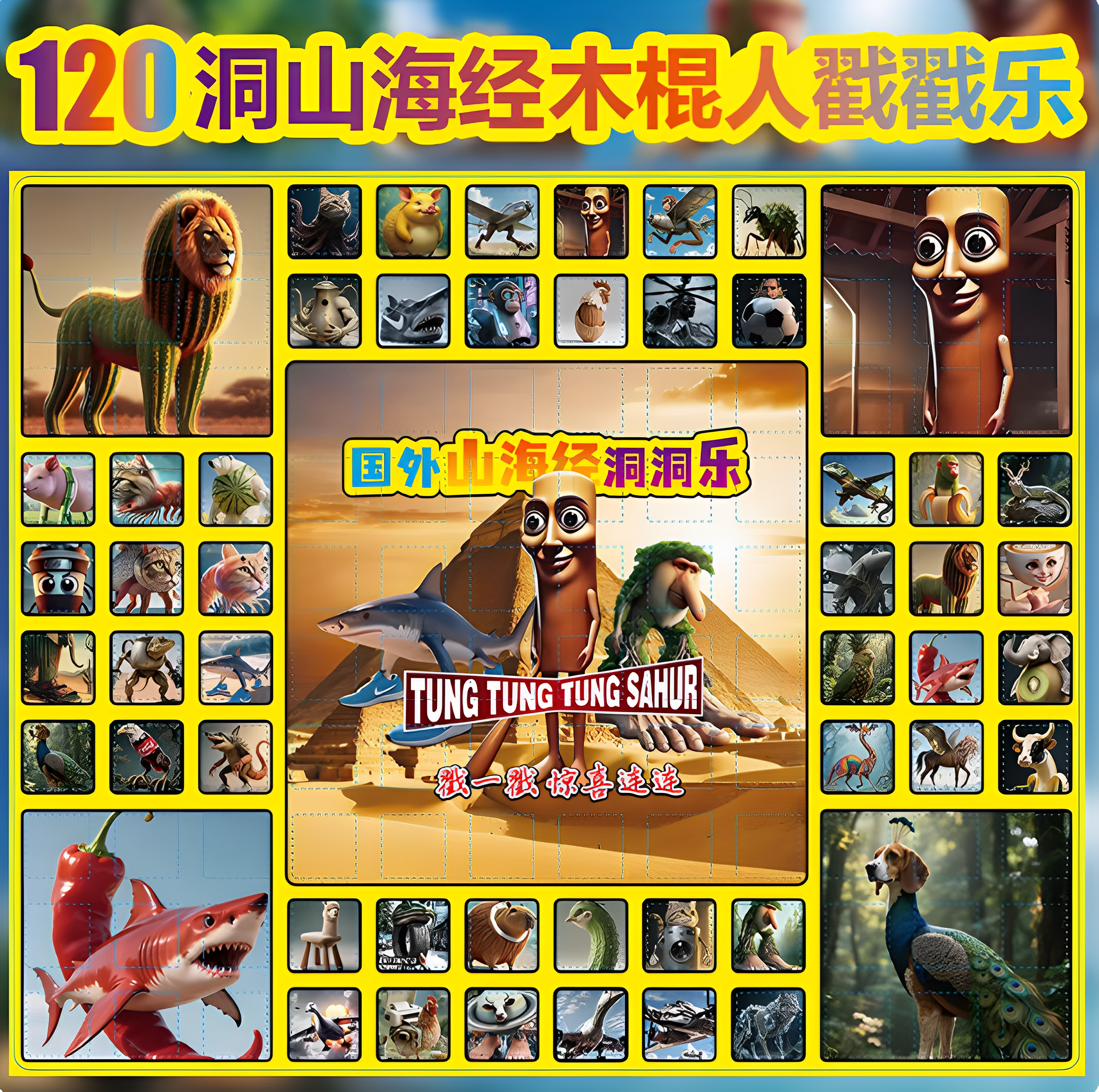 120抽国外山海经洞洞乐tungtungsahur惊喜男女孩学生戳戳乐玩具