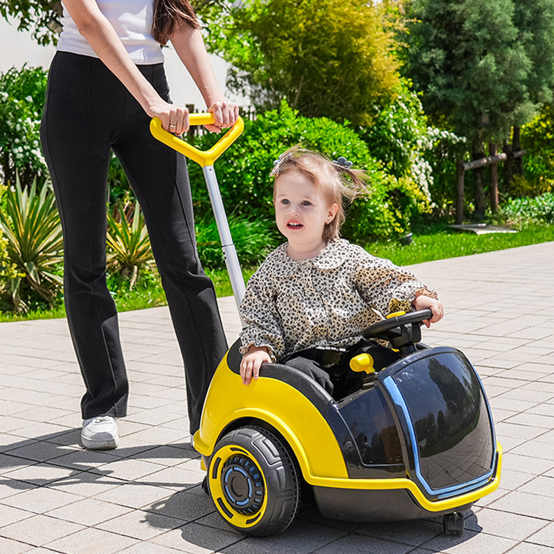 儿童电动四轮遥控卡通汽车可坐人男女宝宝婴儿玩具遛娃手推摇摇车