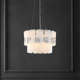 高端定制Safavieh 2层枝形云石花瓣吊灯客厅别墅复式餐厅复古灯具