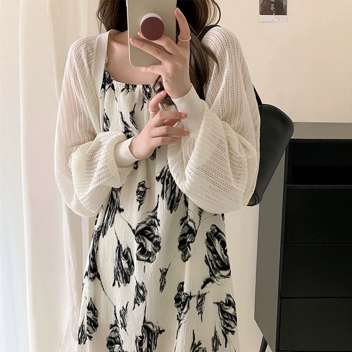 法式冰丝针织防晒开衫上衣女夏薄款小外套坎肩吊带裙披肩外搭罩衫