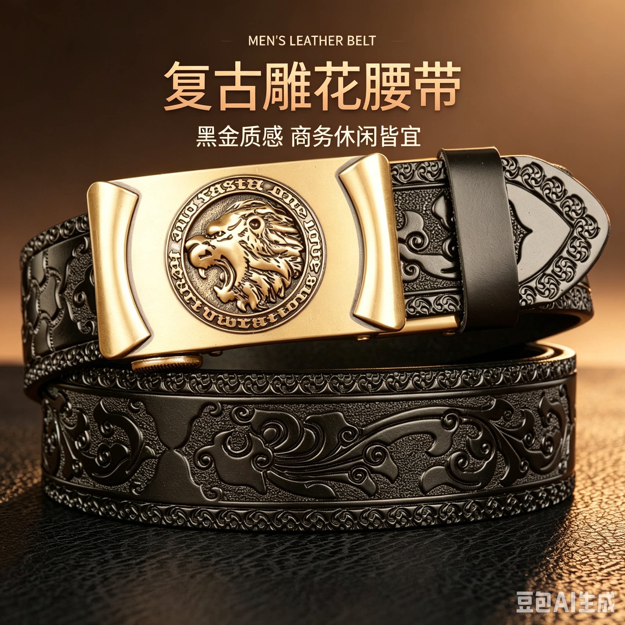 19819新款高档休闲皮带男真皮男士纯牛皮自动扣腰带时尚压花裤带