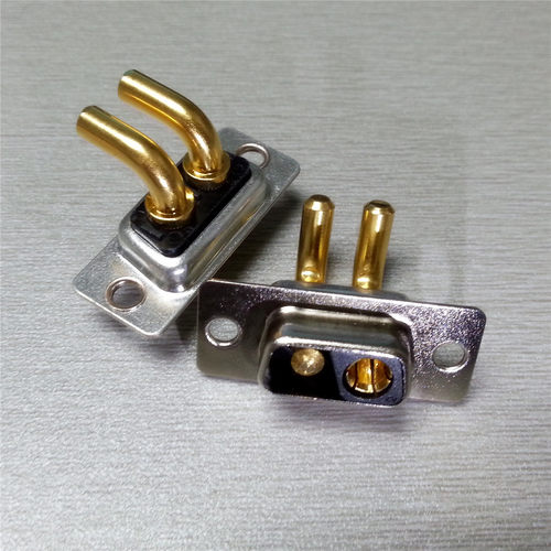 混装D-SUB连接器2V2弯角焊板母头 大电流2芯插座 一公一母2V2母座