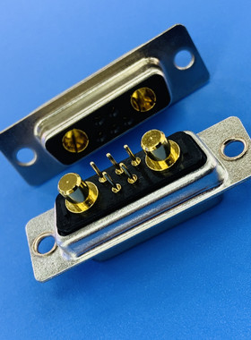 D-SUB混装大电流7W2直插母头 工业电源插头5+2芯焊板式插座连接器