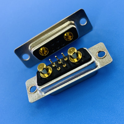 D-SUB混装大电流7W2直插母头 工业电源插头5+2芯焊板式插座连接器