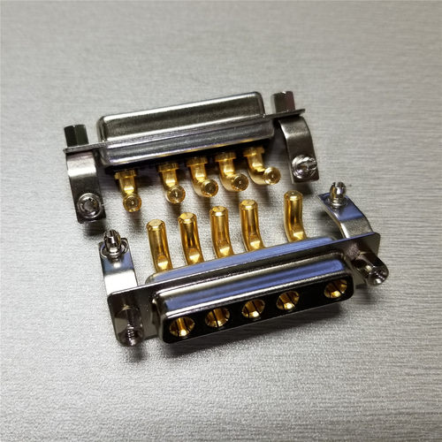 5W5母头弯脚焊板混合大电流D-SUB连接器 混装5芯军工级插头5P母座