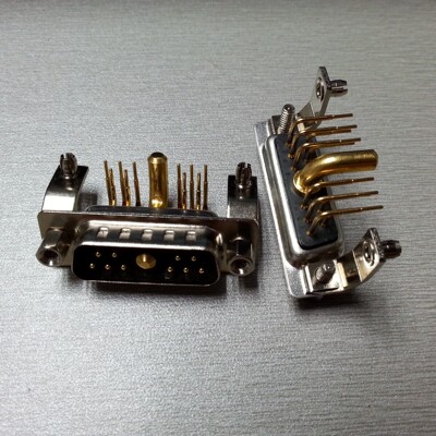 D-SUB混合大电流11W1公头 90度弯脚焊板连接器工业插头10+1针公座