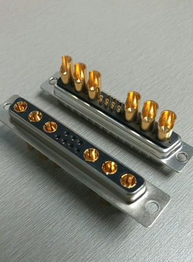 D-SUB大电流13W6焊线母头连接器 混合大电源重载插头 7+6芯接插件