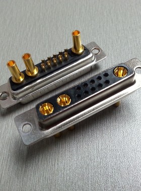 混合大电流D-SUB连接器 13W3母头打线式镀金工业插座10+3芯接插件
