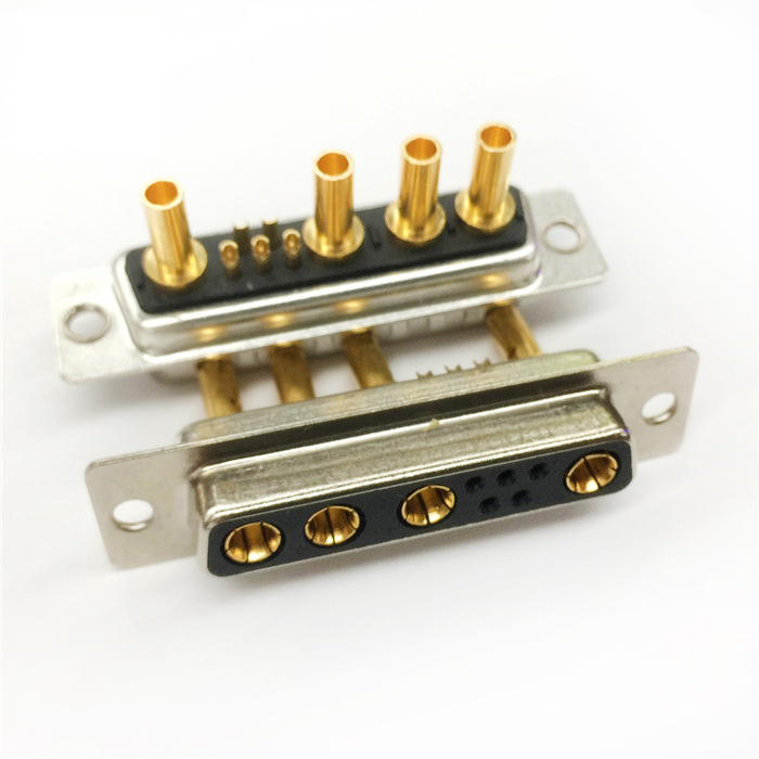 9W4母头冷压式大电流D-SUB连接器 打线式大电源接插件5+4芯母插座