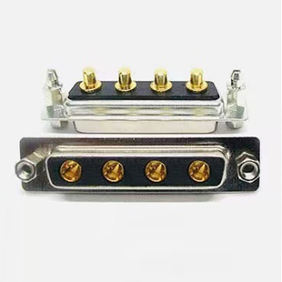 4P插座 SUB混合大电源180度直插焊板 大电流连接器4W4母头 4芯D