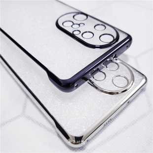 无边框电镀适用华为P50Pro手机壳JAD透明保护套P50E半包超薄硬壳