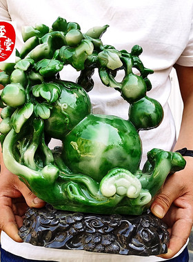 绿色福禄长寿大摆件客厅装饰品
