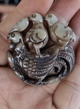 玉石原石仿古玉老玉天然岫玉雕LJ