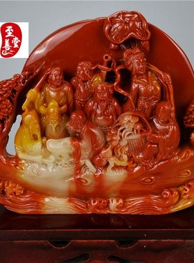 仿玉石仿古福建寿山石雕芙蓉石小八仙过海摆件奇石观赏石石料