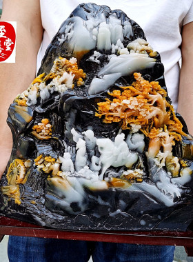 黑青花走马上任大摆件客厅装饰品