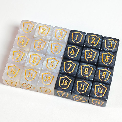 6面骰子盾牌数字1-12号计数骰子桌游宝可梦MTG万智牌DICE游戏骰子