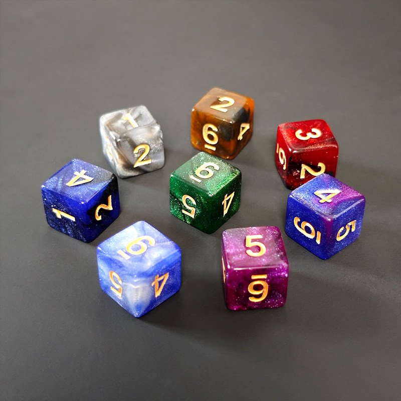 星空6面数字色子数学教具彩色筛子桌面游戏跑团直角骰子桌游配件