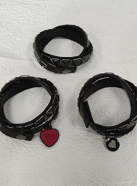 出口原单  PU皮三角铆钉双圈手腕带欧美款双用颈圈