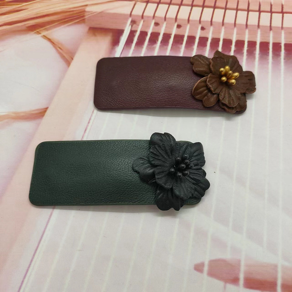 真皮羊皮小花方形BB夹欧美精致款流海夹侧夹,饰品/流行首饰/时尚饰品新,发饰,淘宝优惠券,粉丝福利购,淘宝优惠卷