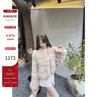 CCZEE 【Saga千金】狐狸毛皮草女冬季高级感短款加厚时尚毛毛外套