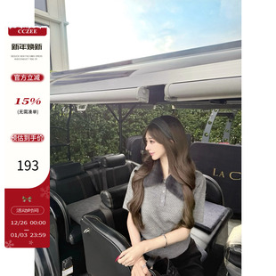 高级感针织衫 CCZEE 毛衣女冬季 环保水貂毛领乖乖短袖 绒绒雪意