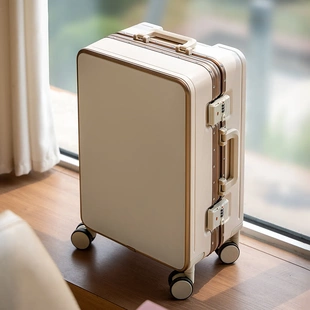 新款拉杆行李箱20寸铝框结实耐用平面款24大容量双封闭内里带杯架