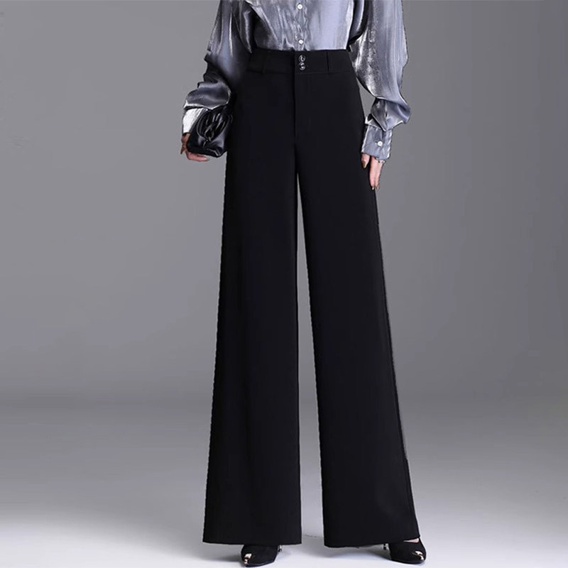 黑色西装阔腿裤女秋季2025新款宽松大码直筒裤长裤高腰垂感裤子