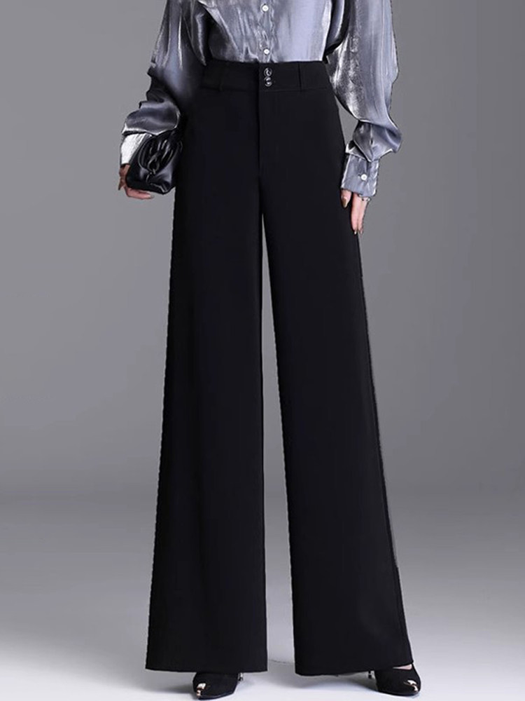 黑色西装阔腿裤女秋季2025新款宽松大码直筒裤长裤高腰垂感裤子