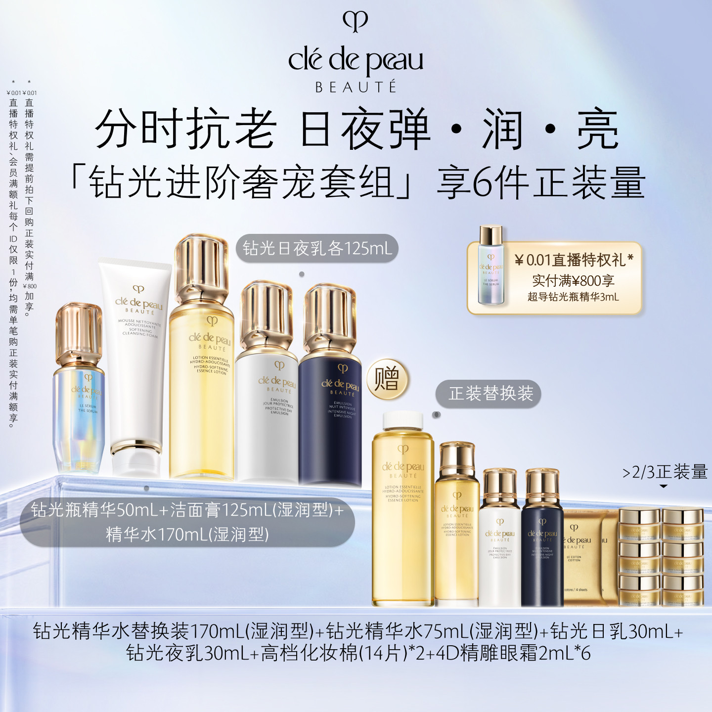 【顺丰速达】肌肤之钥CPB钻光进阶年轻套组日夜乳液保湿抗皱