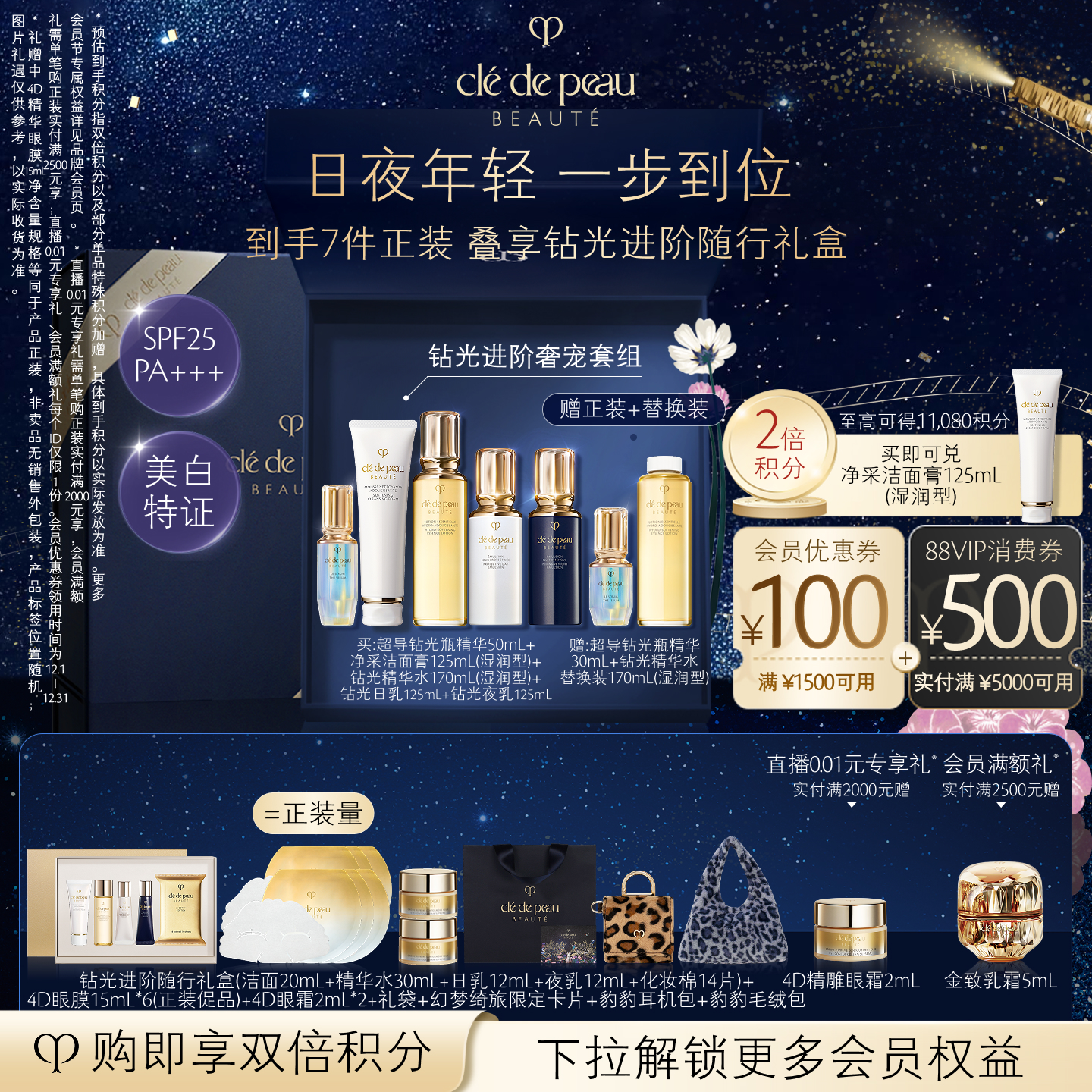 【官方正品】肌肤之钥CPB钻光进阶年轻套组日夜乳液保湿护肤抗皱