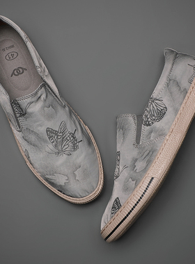 宝达2026春秋新款乐福鞋男一脚蹬懒人休闲低帮韩版板鞋潮帆布鞋男