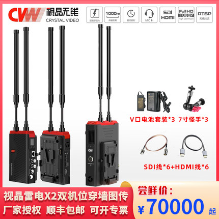 CVW视晶无线 雷电X2 无线图传穿墙利器SDI/HDMI两发一收双路视频传输1000米超远距离传送