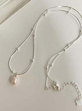 S925纯银淡水珍珠小圆珠项链