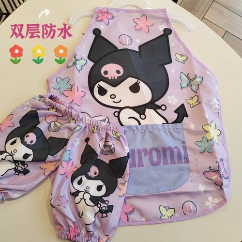 女童围裙库洛米儿童画画衣防水脏手工服吃饭罩衣Children's apron